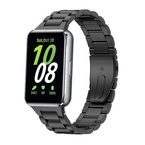 Steel Strap, black, on a watch, 3/4 front view