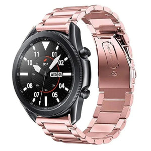 Steel Strap, pink, on a watch, 3/4 front view