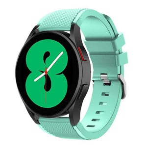 Twill Silicone Strap, aqua, on a watch, 3/4 front view