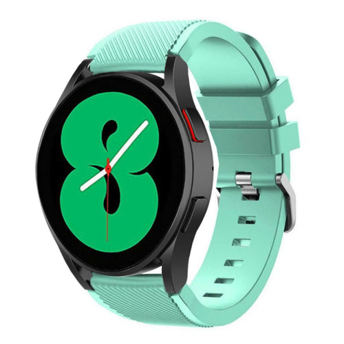 Twill Silicone Strap, aqua, on a watch, 3/4 front view