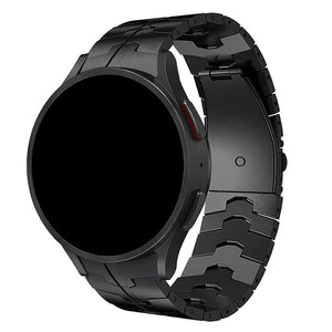 Steel Iron Strap, black, on a watch, 3/4 front view