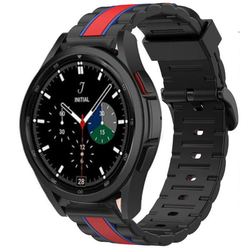 Silicone Special Edition Strap, black/red, on a watch, 3/4 front view