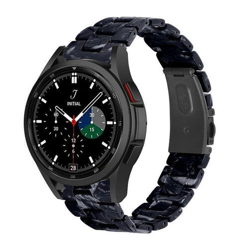 Metal Resin Strap, black/white, on a watch, 3/4 front view