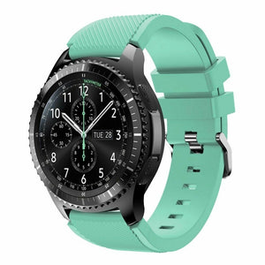 Twill Silicone Strap, aqua, on a watch, 3/4 front view