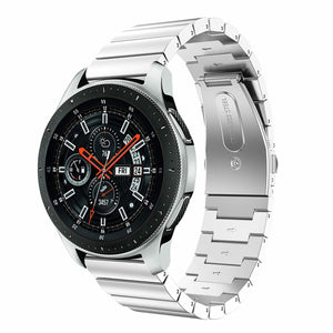 Premium Metal Strap, silver, on a watch, 3/4 front view