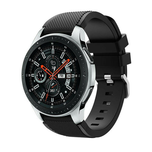 Twill Silicone Strap, black, on a watch, 3/4 front view