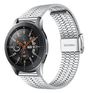 Fine Steel Strap, silver, on a watch, 3/4 front view