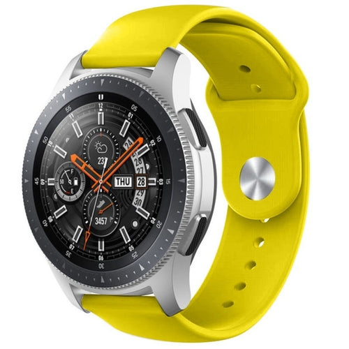 Silicone Sport Strap, yellow, on a watch, 3/4 front view