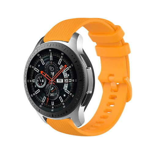 Premium Silicone Strap, orange, on a watch, 3/4 front view
