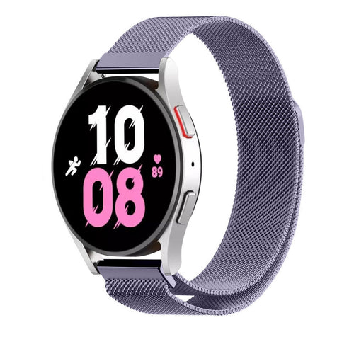 Milanese Strap, light purple, on a watch, 3/4 front view