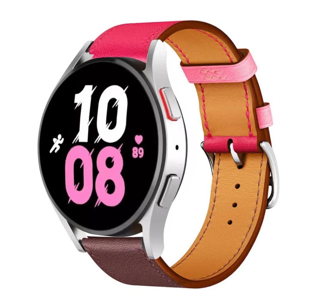 Leather Strap 'Duo', on a watch, 3/4 front view