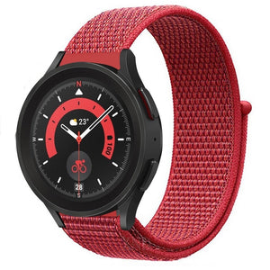Nylon Strap, red, on a watch, 3/4 front view