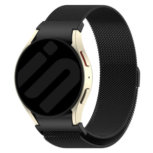 Milanese Strap 'One Push', black, on a watch, 3/4 front view