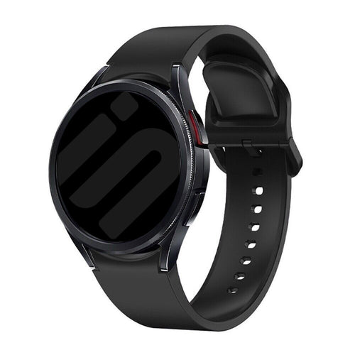 Silicone Strap 'One Push', black, on a watch, 3/4 front view