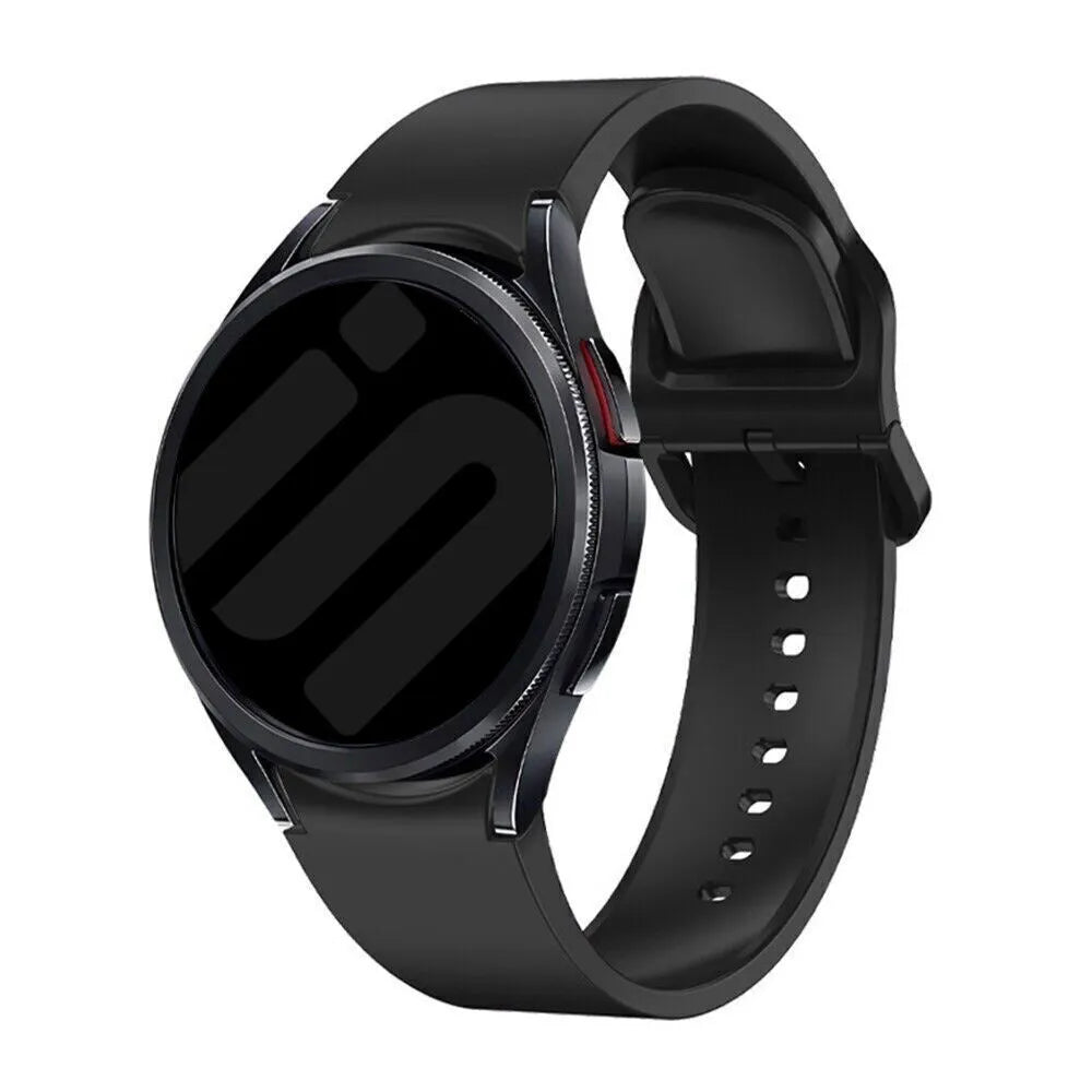 Silicone Strap 'One Push', black, on a watch, 3/4 front view