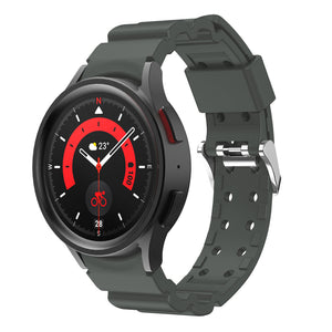 Silicone Strap 'Armour', dark grey, on a watch, 3/4 front view