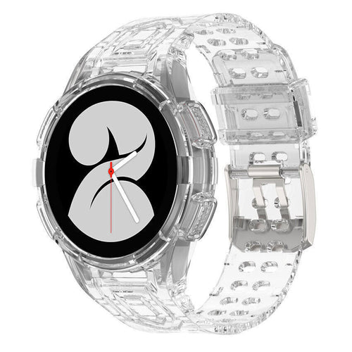 Silicone Strap with Frame, transparent, on a watch, 3/4 front view