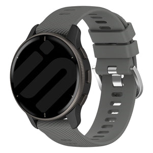 Silicone Strap, dark grey, on a watch, 3/4 front view