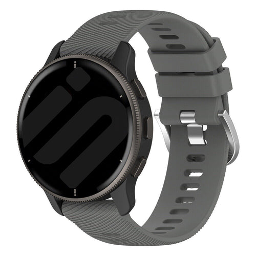 Silicone Strap, dark grey, on a watch, 3/4 front view