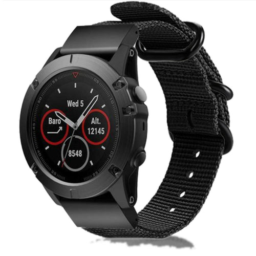 Garmin Fenix 7 Nylonarmband mit Schnallenverschluss (Schwarz)