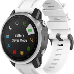 Silicone Strap, white, on a watch, 3/4 front view
