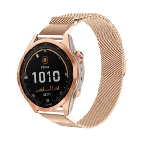 Milanese Strap, rose gold, on a watch, 3/4 front view
