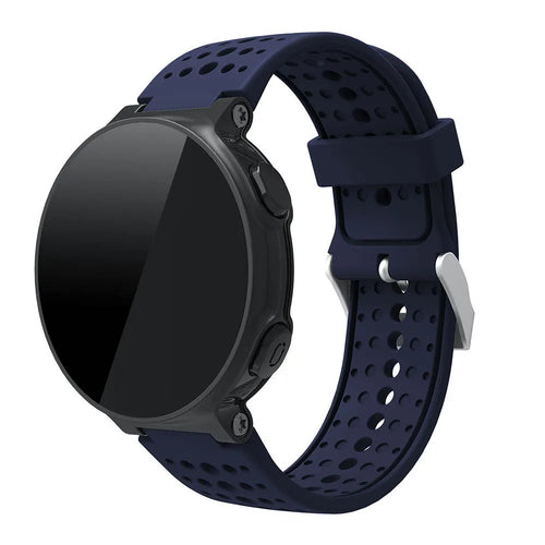 Silicone Strap, dark blue, on a watch, 3/4 front view