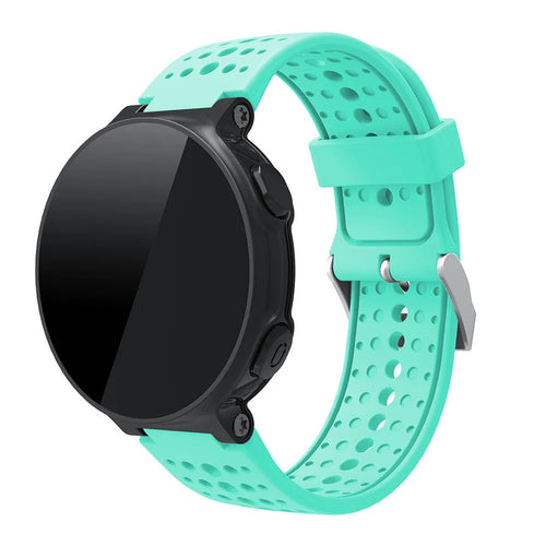 Silicone Strap, aqua, on a watch, 3/4 front view