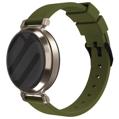 Luxury Silicone Strap, green, on a watch, 3/4 front view