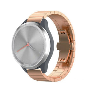Metal Strap, rose gold, on a watch, 3/4 front view
