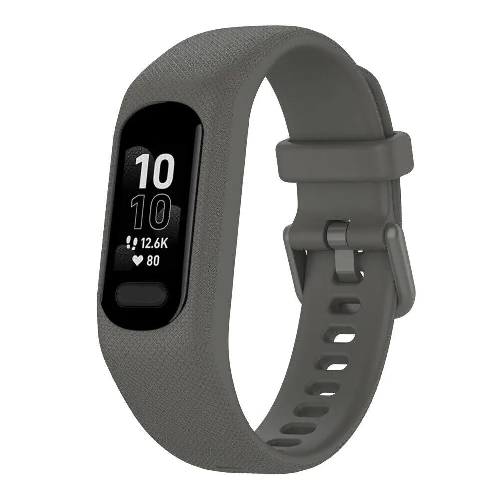 Silicone Strap, dark grey, on a watch, 3/4 front view