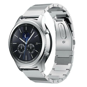 Premium Metal Strap, silver, on a watch, 3/4 front view