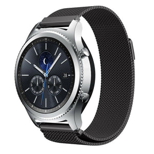 Milanese Strap, black, on a watch, 3/4 front view