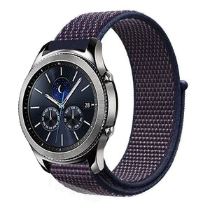 Nylon Strap, indigo, on a watch, 3/4 front view