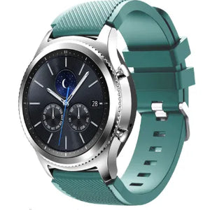 Twill Silicone Strap, viridian, on a watch, 3/4 front view