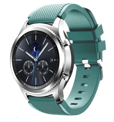 Twill Silicone Strap, viridian, on a watch, 3/4 front view