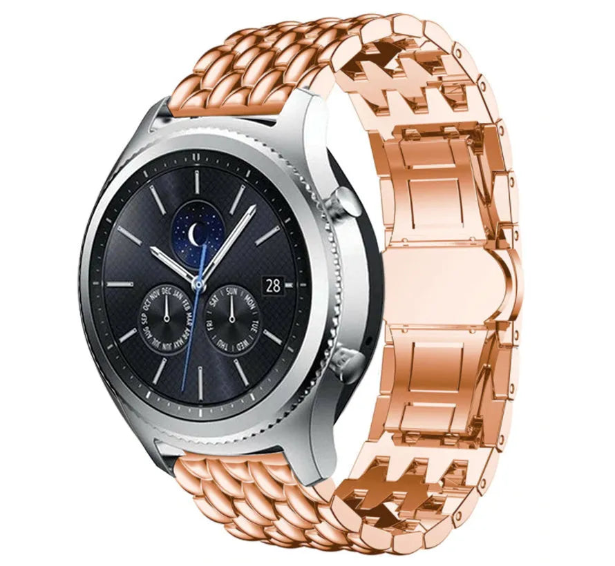 Steel Dragon Strap, rose gold, on a watch, 3/4 front view