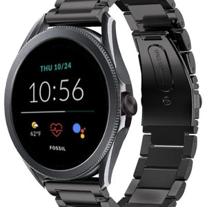 Steel Strap, black, on a watch, 3/4 front view