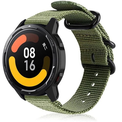 Nylon Buckle Strap, green, on a watch, 3/4 front view