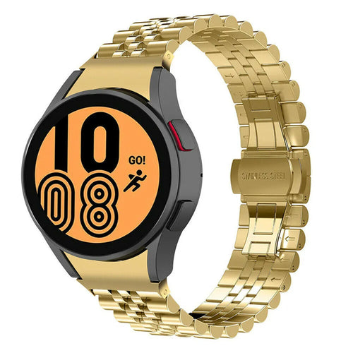 Jubilee Steel Strap, gold, on a watch, 3/4 front view