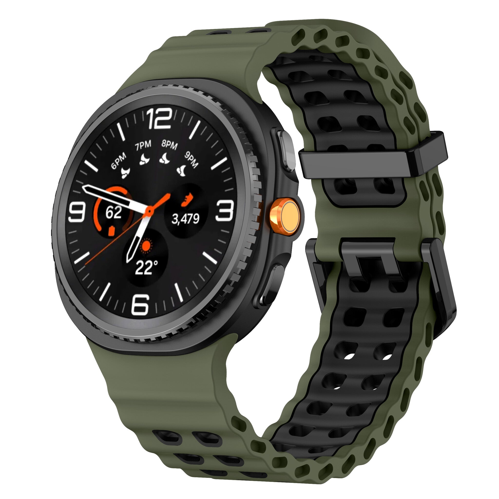 Samsung Galaxy Watch 9 - 44mm Ocean Armband (Olivgrün/Schwarz)
