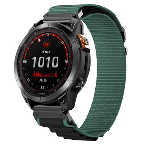 Garmin Fenix 7x Alpine Nylon Armband (Grün/Schwarz)