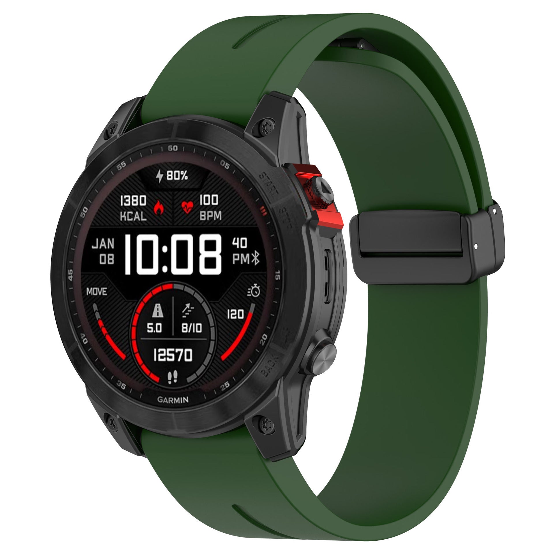 Garmin Forerunner 955 D-Schnalle Silikonarmband (Armeegrün)