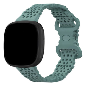 Patterned Silicone Strap, green, on a watch, 3/4 front view