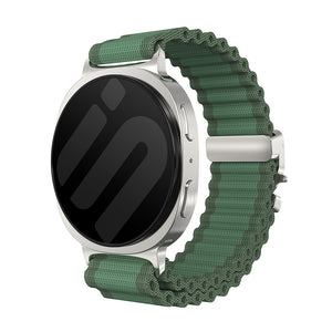 Samsung Galaxy Watch 9 - 40mm Outdoor Nylon Strap with P-Buckle (Green with Silver)