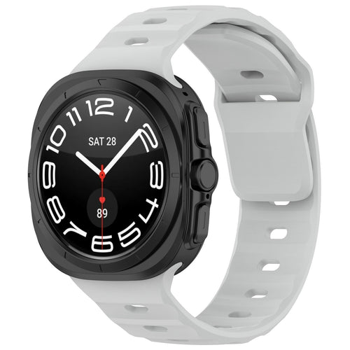 Outdoor Silicone Strap, grey, on a watch, 3/4 front view