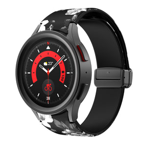 Silicone Magnetic Patterned Strap, on a watch, 3/4 front view