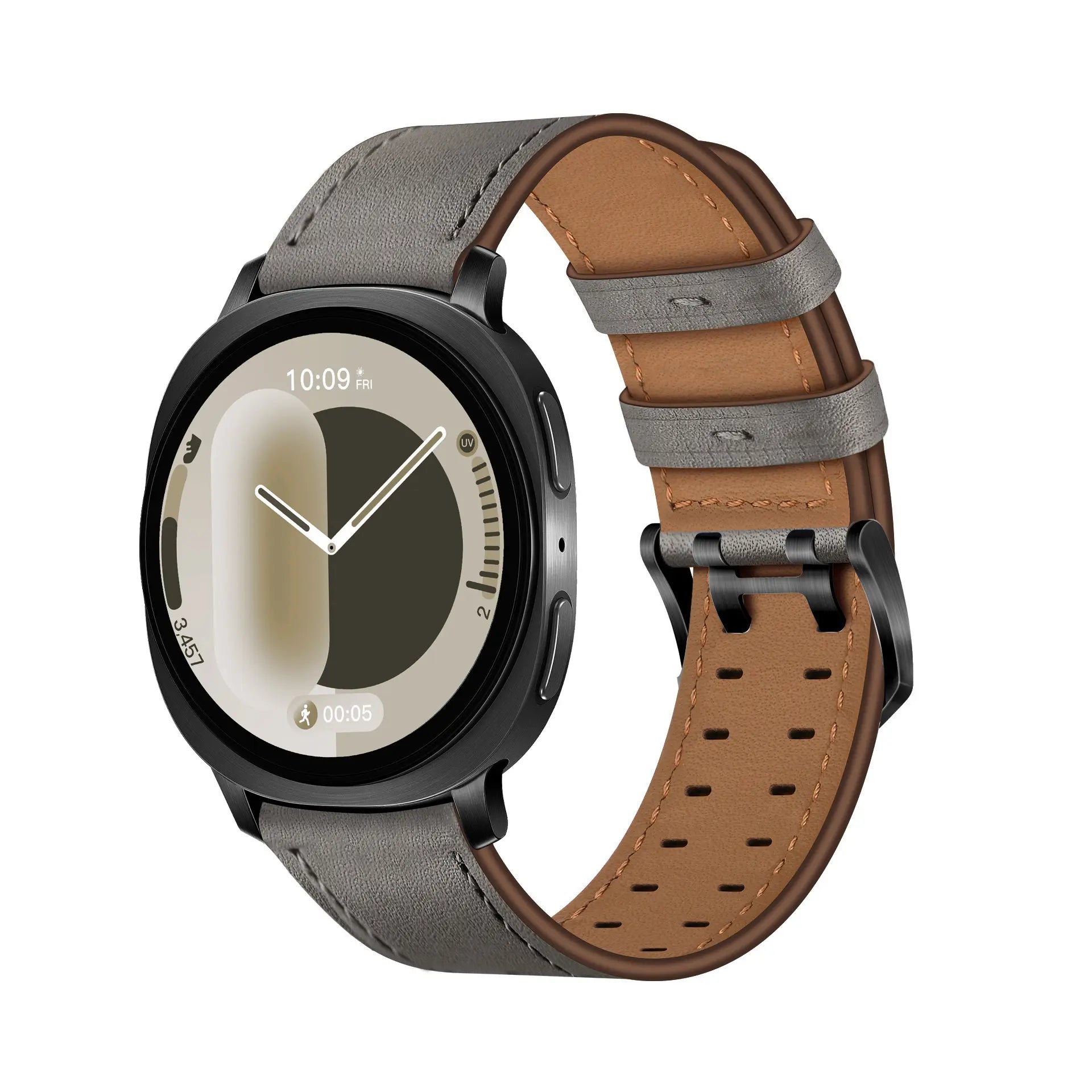 Samsung Galaxy Watch 9 - 44mm Doppelnadel-Lederarmband (Grau)