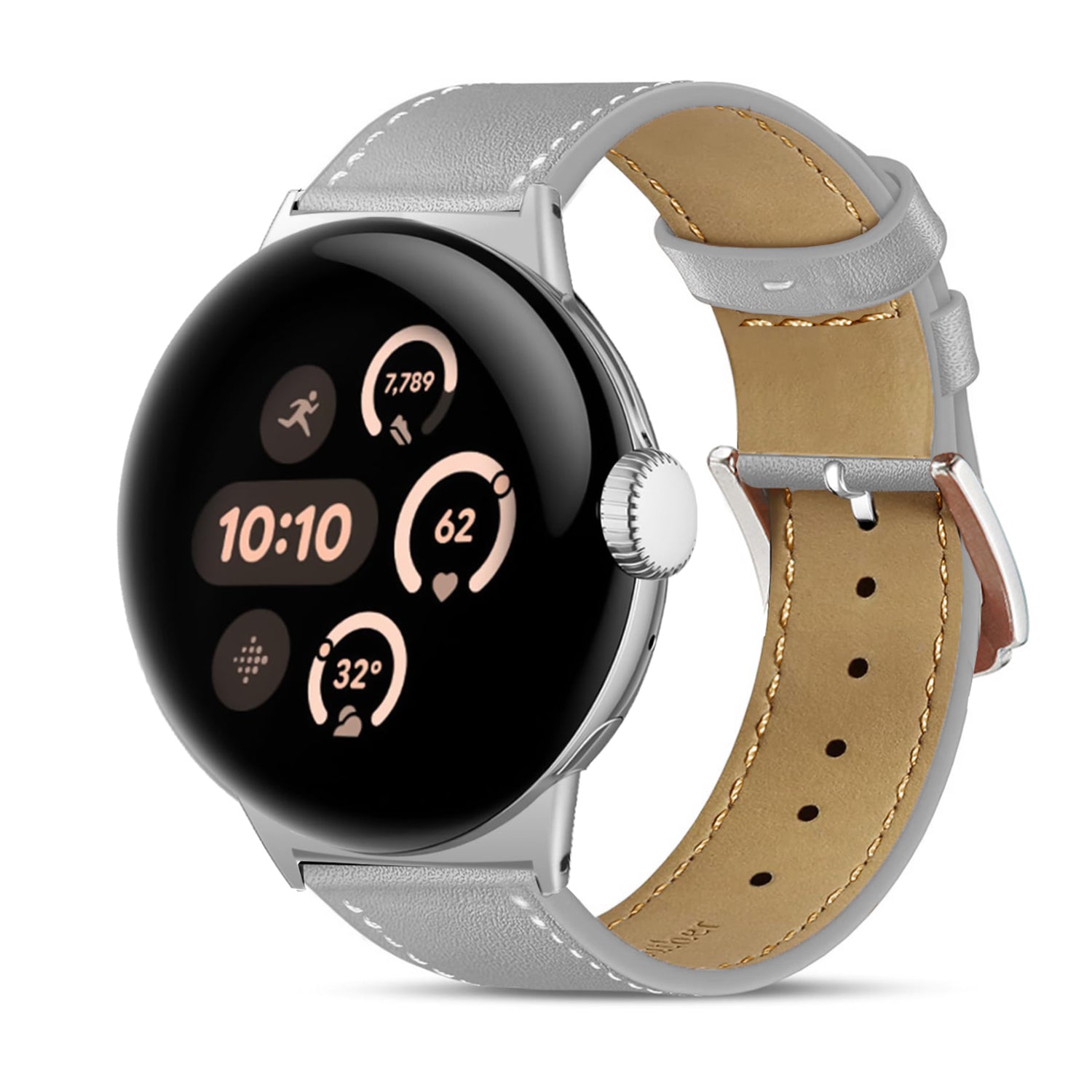 Google Pixel Watch 3 - 45mm Modernes Lederarmband (Grau)