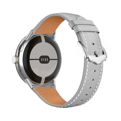 Google Pixel Watch 4 - 45mm Modernes Lederarmband (Grau)